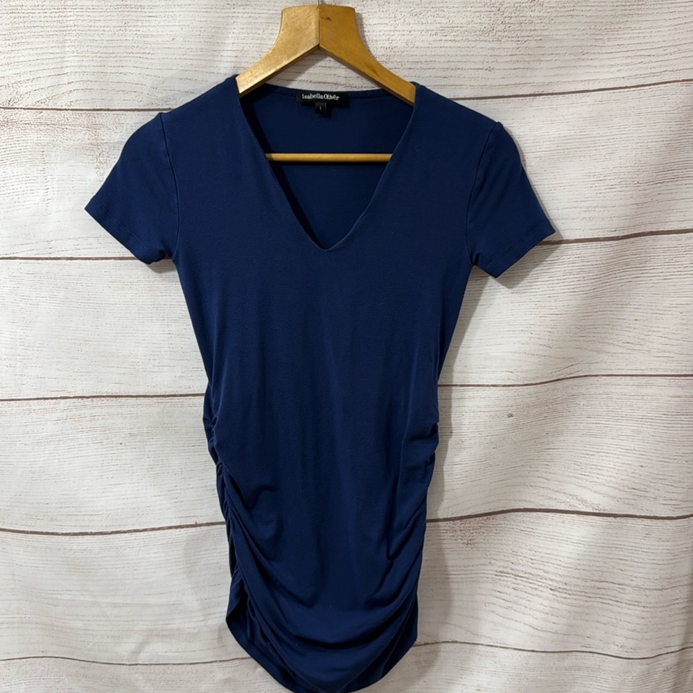 Women's blue Isabella Oliver short sleeve v neck maternity t shirt size 1 / US 4
